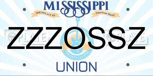 ZZZOSSZ Mississippi License Plate
