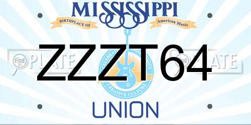 ZZZT64 Mississippi License Plate