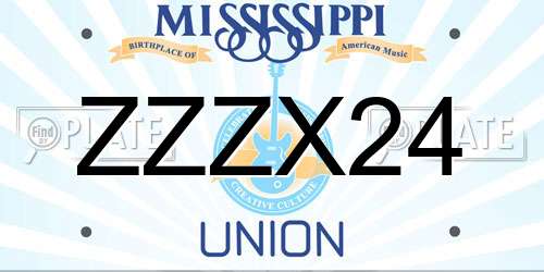 ZZZX24 Mississippi License Plate