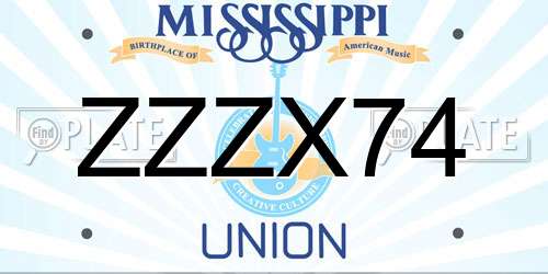 ZZZX74 Mississippi License Plate