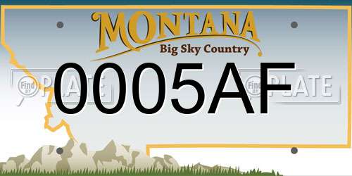 0005AF Montana License Plate