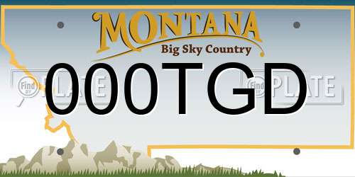 000TGD Montana License Plate