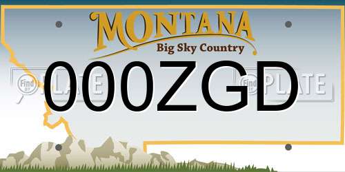 000ZGD Montana License Plate