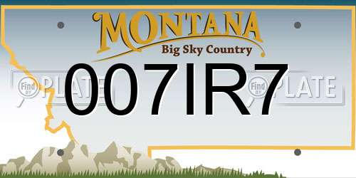 007IR7 Montana License Plate