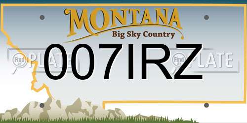 007IRZ Montana License Plate