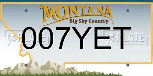 007YET Montana License Plate
