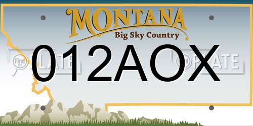 012AOX Montana License Plate