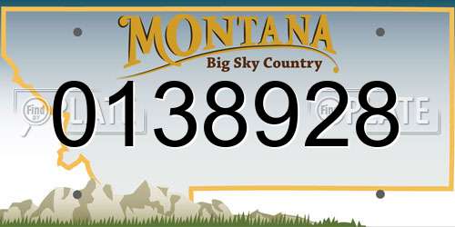 0138928 Montana License Plate