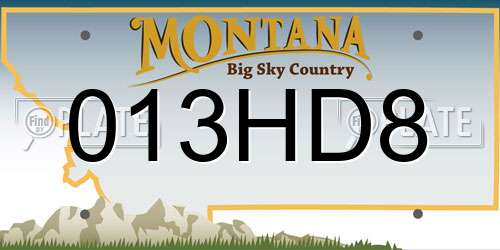 013HD8 Montana License Plate