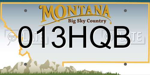 013HQB Montana License Plate