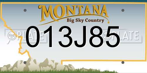 013J85 Montana License Plate
