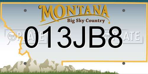 013JB8 Montana License Plate
