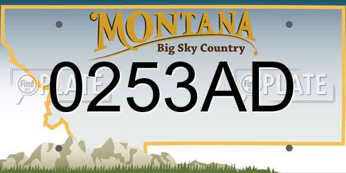 0253AD Montana License Plate