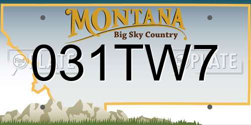 031TW7 Montana License Plate