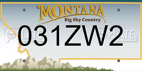 031ZW2 Montana License Plate