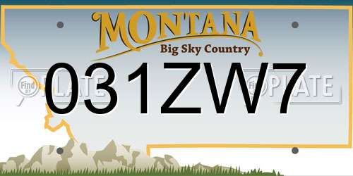 031ZW7 Montana License Plate