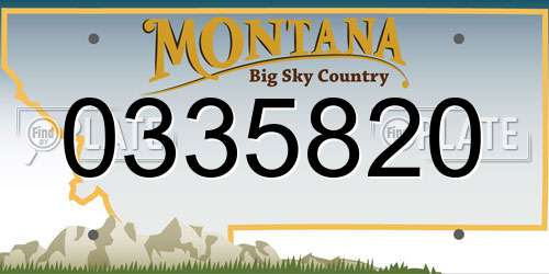 0335820 Montana License Plate