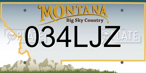 034LJZ Montana License Plate