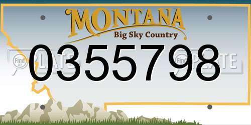 0355798 Montana License Plate