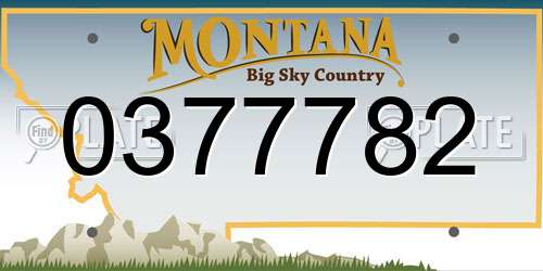 0377782 Montana License Plate