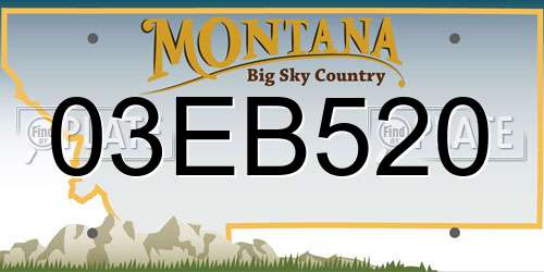 03EB520 Montana License Plate