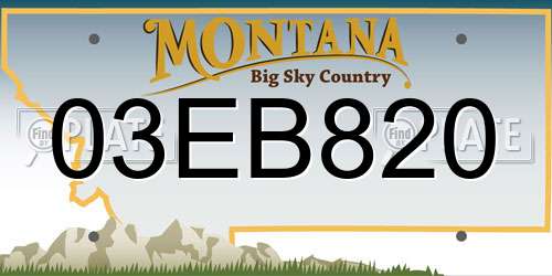 03EB820 Montana License Plate