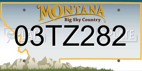 03TZ282 Montana License Plate
