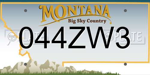 044ZW3 Montana License Plate