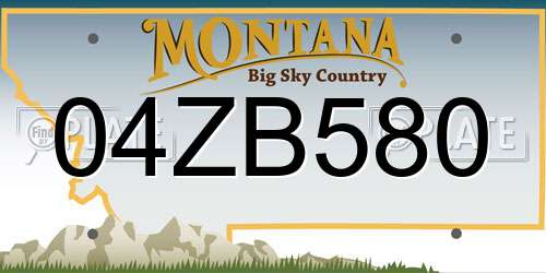 04ZB580 Montana License Plate