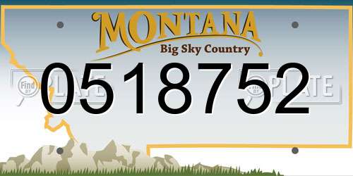 0518752 Montana License Plate