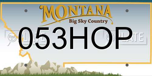 053HOP Montana License Plate