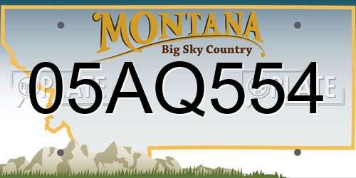 05AQ554 Montana License Plate