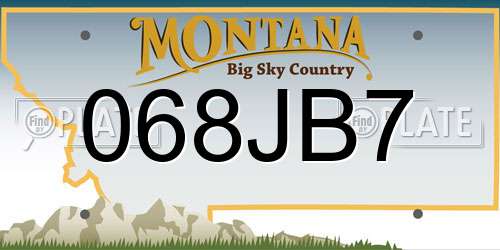 068JB7 Montana License Plate