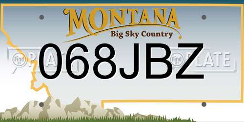 068JBZ Montana License Plate