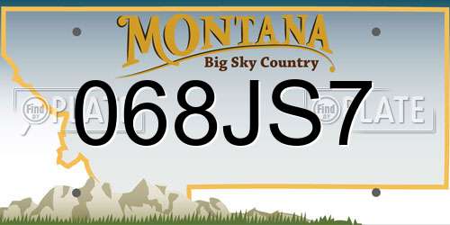 068JS7 Montana License Plate