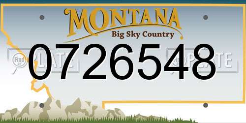0726548 Montana License Plate