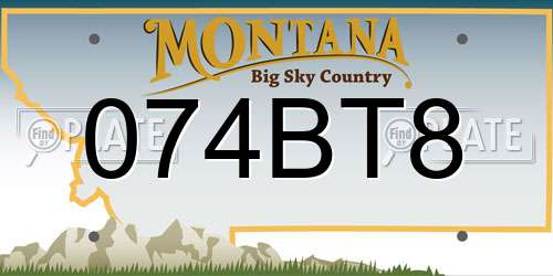 074BT8 Montana License Plate