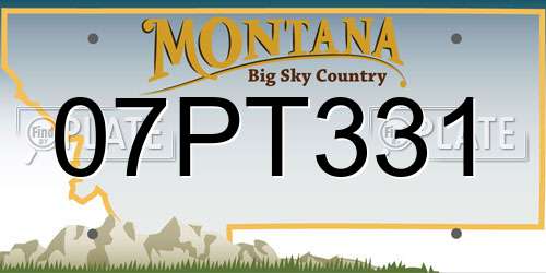 07PT331 Montana License Plate