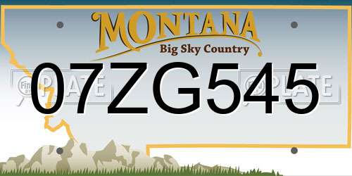 07ZG545 Montana License Plate