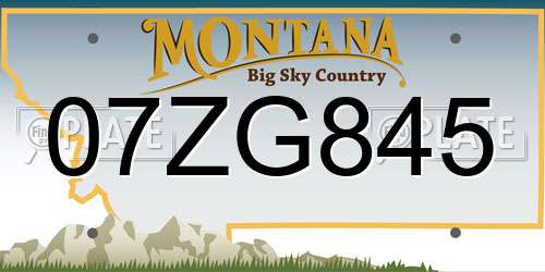 07ZG845 Montana License Plate