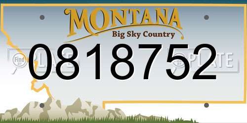 0818752 Montana License Plate