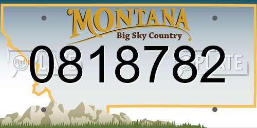 0818782 Montana License Plate
