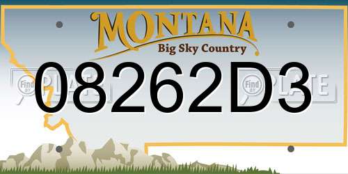 08262D3 Montana License Plate