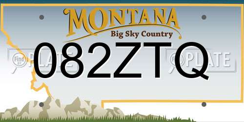 082ZTQ Montana License Plate