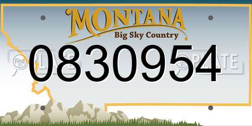 0830954 Montana License Plate