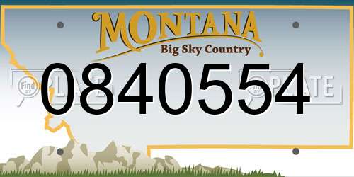 0840554 Montana License Plate
