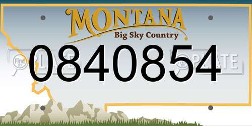 0840854 Montana License Plate