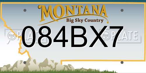 084BX7 Montana License Plate
