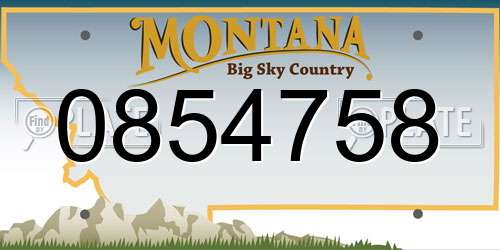 0854758 Montana License Plate