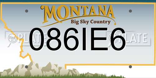 086IE6 Montana License Plate